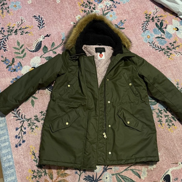 J. Crew XXL - The Perfect Winter Parka Eco-Friendly PrimaLoft Dark Green - Picture 4 of 8